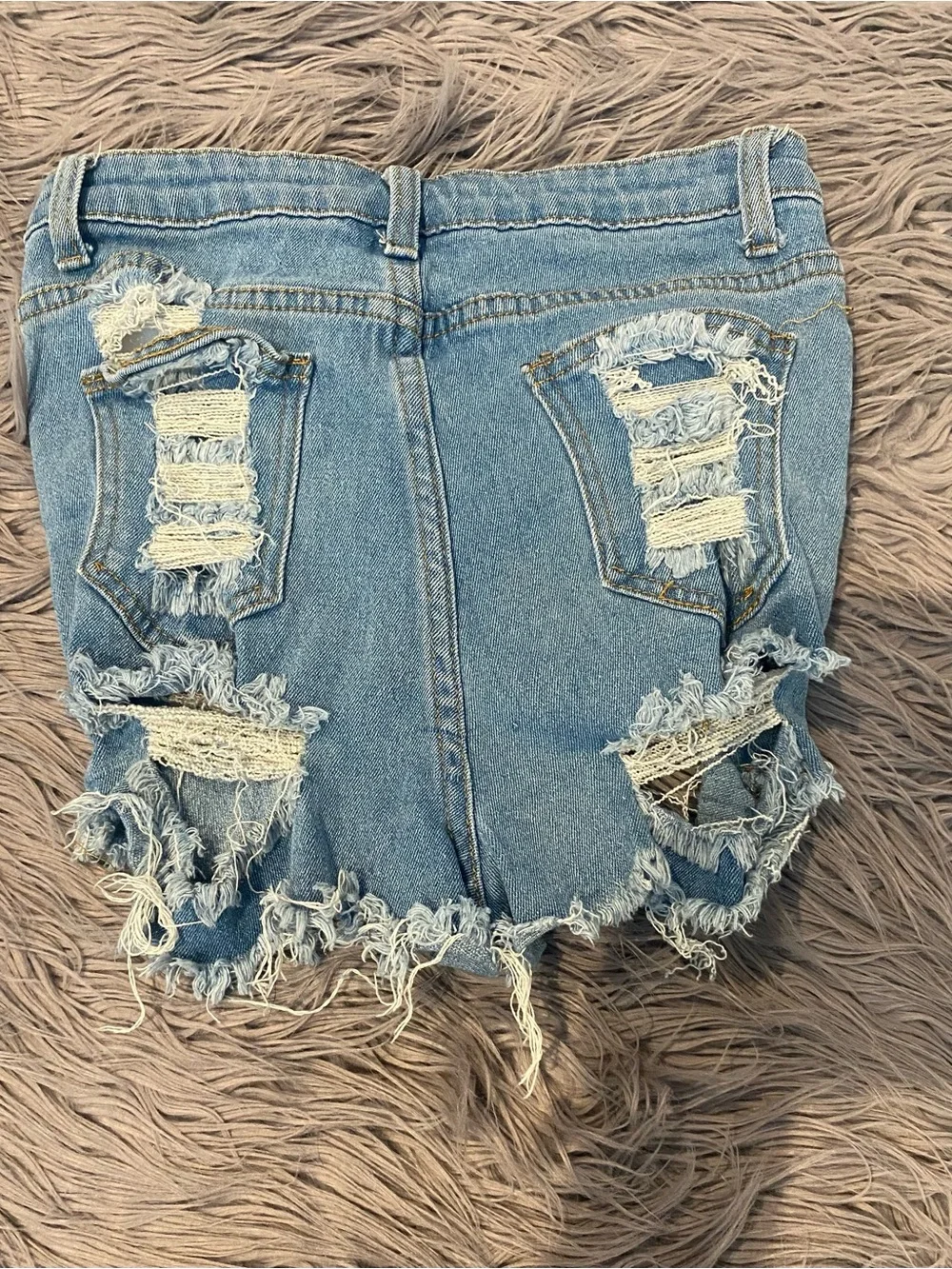 SHEIN Light Blue Distressed Denim Mini Skirt XS petite